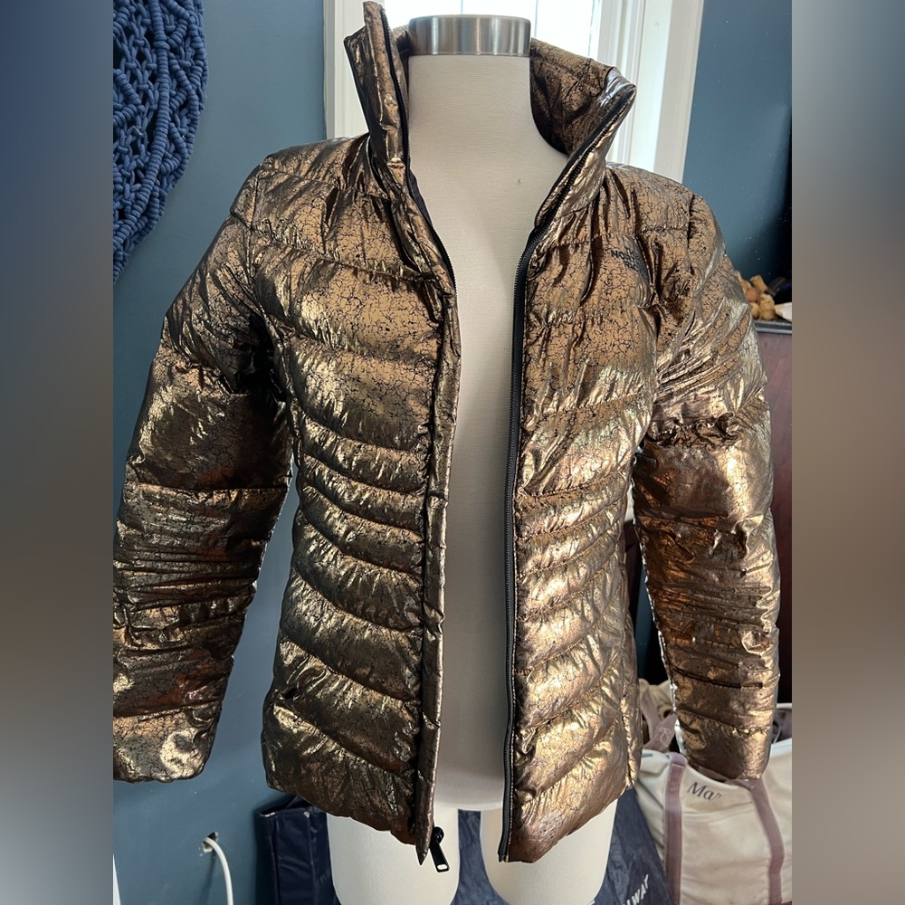 North face gold puffer